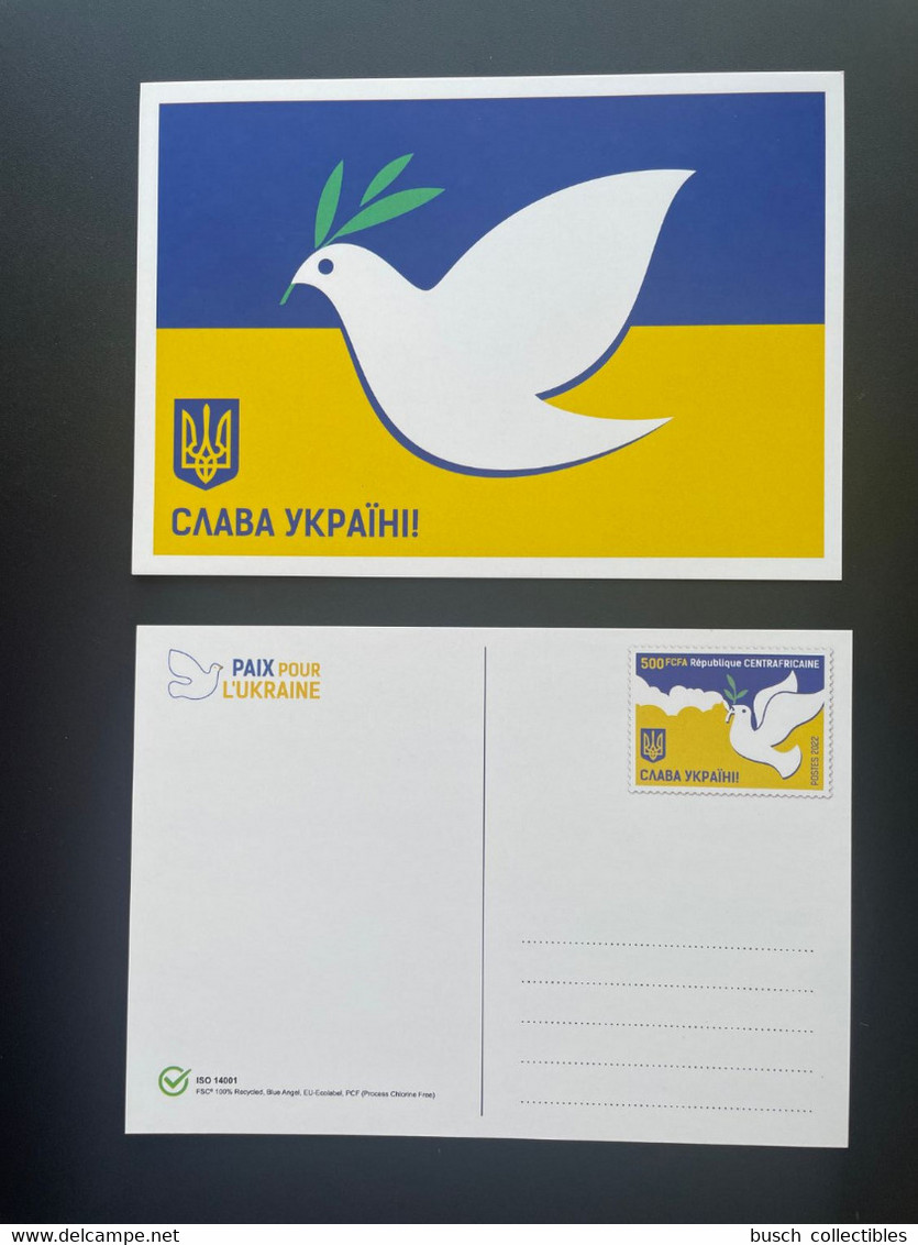 Centrafrique 2022 Mi. ? Stationery Entier Ganzsache Russian Invasion Peace For Ukraine Dove Friedenstaube Colombe Paix - Pigeons & Columbiformes