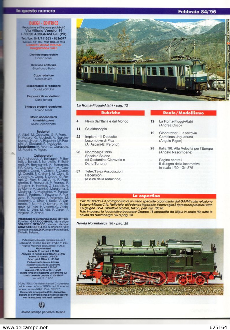 Magazine TUTTO TRENO No 85 Marzo 1996 - En Italien - Ohne Zuordnung