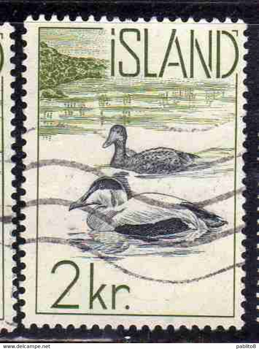ISLANDA ICELAND ISLANDE 1959 1960 EIDER DUCKS 2k USED USATO OBLITERE' - Used Stamps