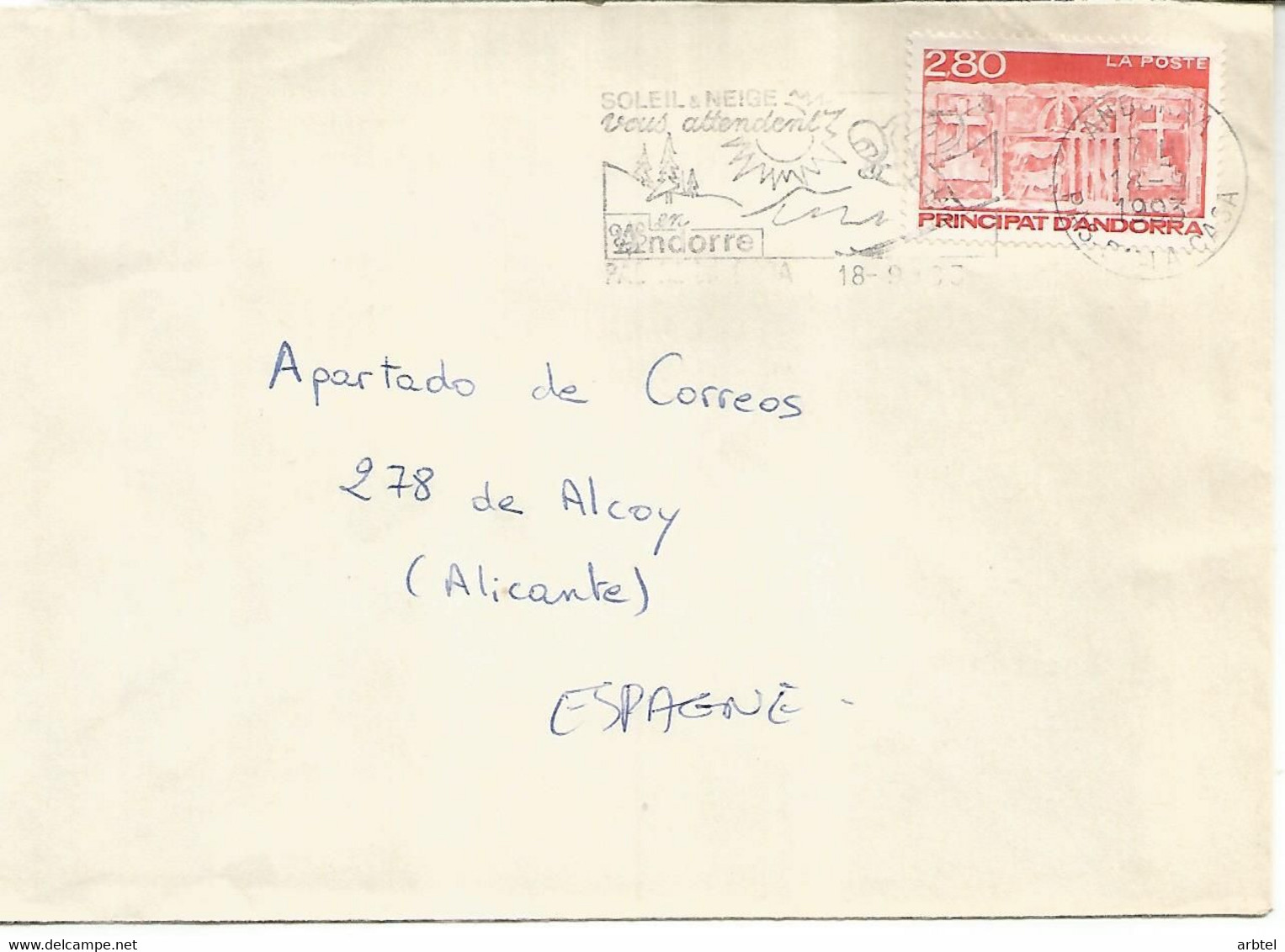 ANDORRA PAS DE LA CASA CC A ALCOY MAR ESQUI SKI - Lettres & Documents