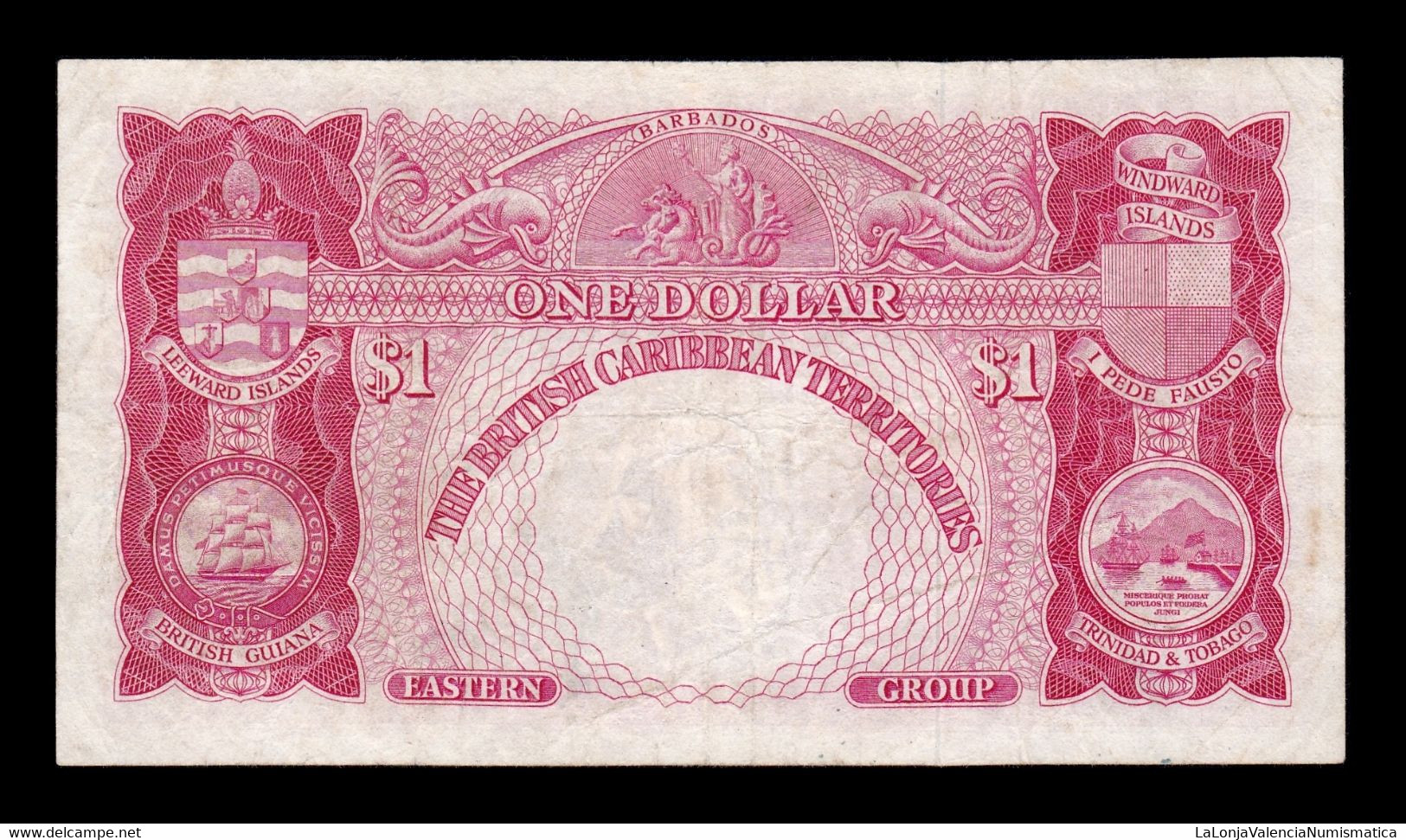 Estados Del Caribe East Caribbean 1 Dollar Elizabeth II 1961 Pick 7c BC F - Oostelijke Caraïben