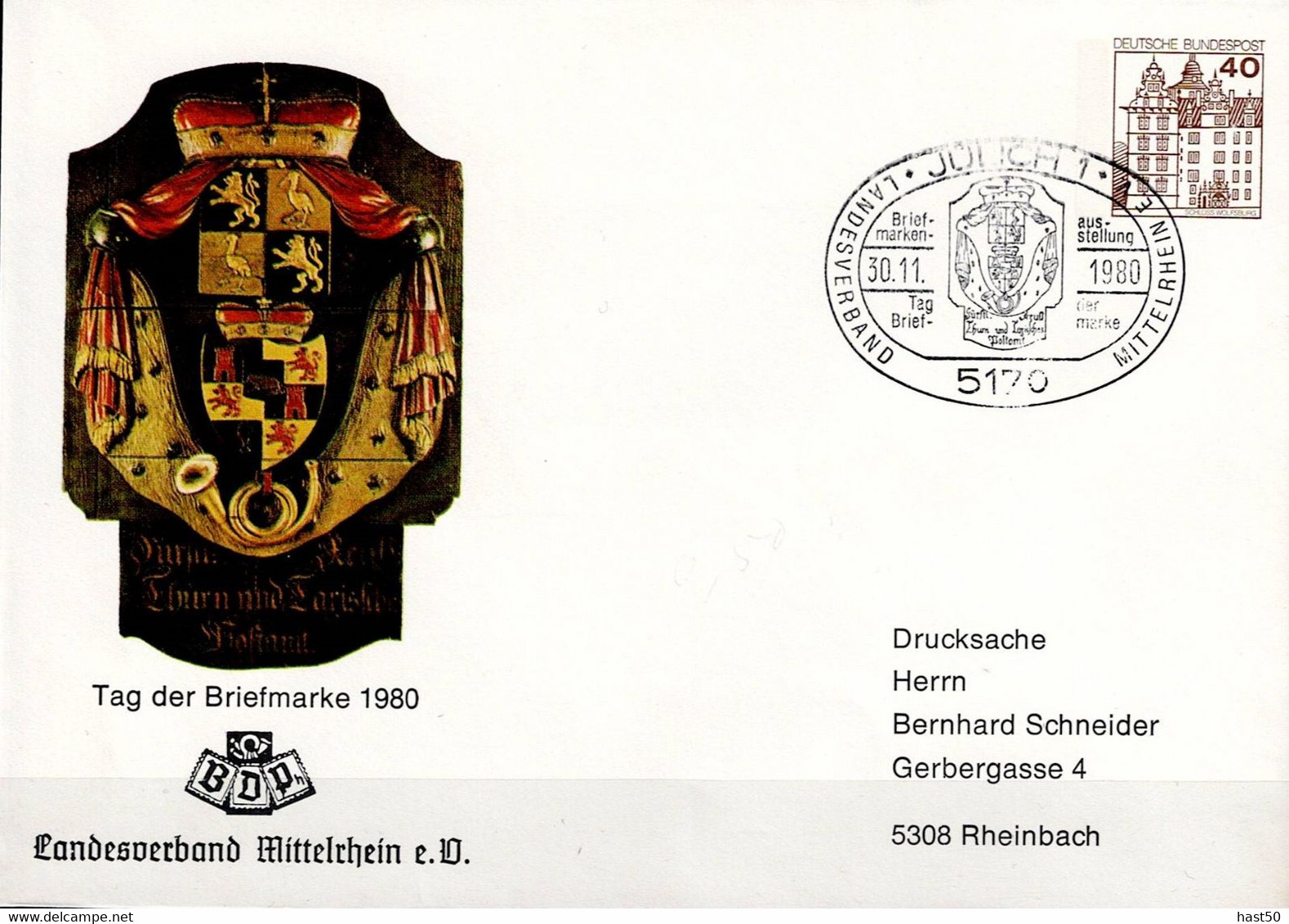 BRD FGR RFA - Privatumschlag TdBM Landesverband Mittelrhein E.V. (MiNr: PU 111 C2/012b) 1980 - Gebraucht - Enveloppes Privées - Oblitérées