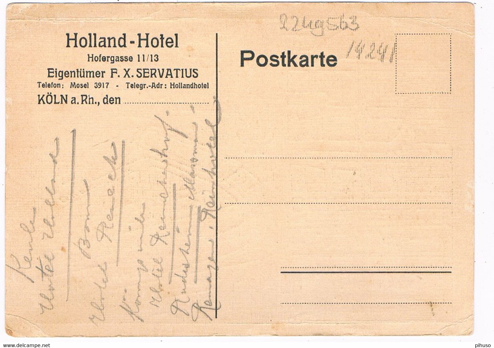 D-14241   KÖLN : Holland Hotel  ( Hofergasse 11-13 ) - Koeln