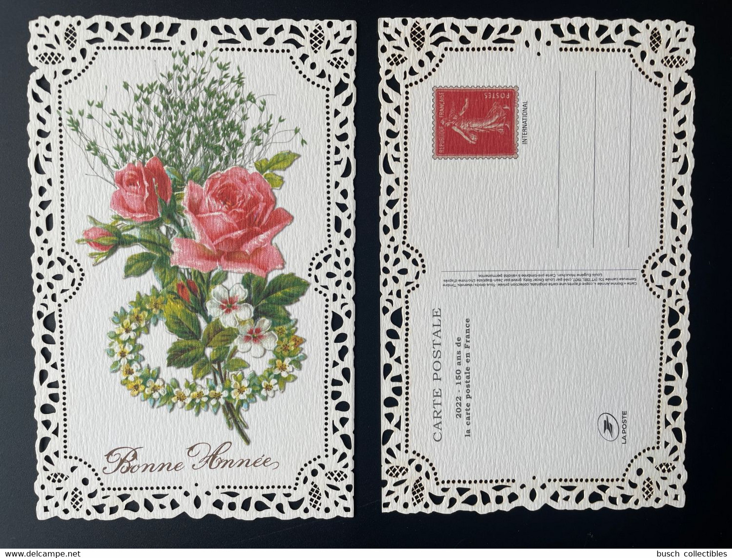 France 2022 Stationery 150 Ans Carte Postale Entier Ganzsache Salon Paris Philex Semeuse Camée Roty Bonne Année Fleurs - 1906-38 Säerin, Untergrund Glatt