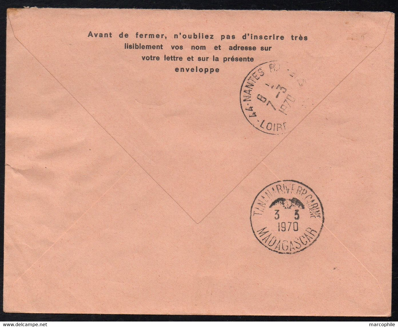 MADAGASCAR - MIARINARIVO / 1970 LETTRE RECOMMANDEE PAR AVION ==> FRANCE (ref 4335e) - Madagaskar (1960-...)