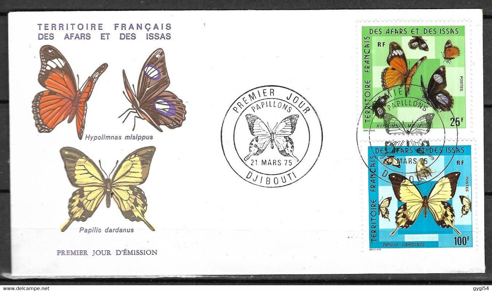 Territoire Français Des Afars Et Des Issas FDC  1975   Papillons - Cartas & Documentos