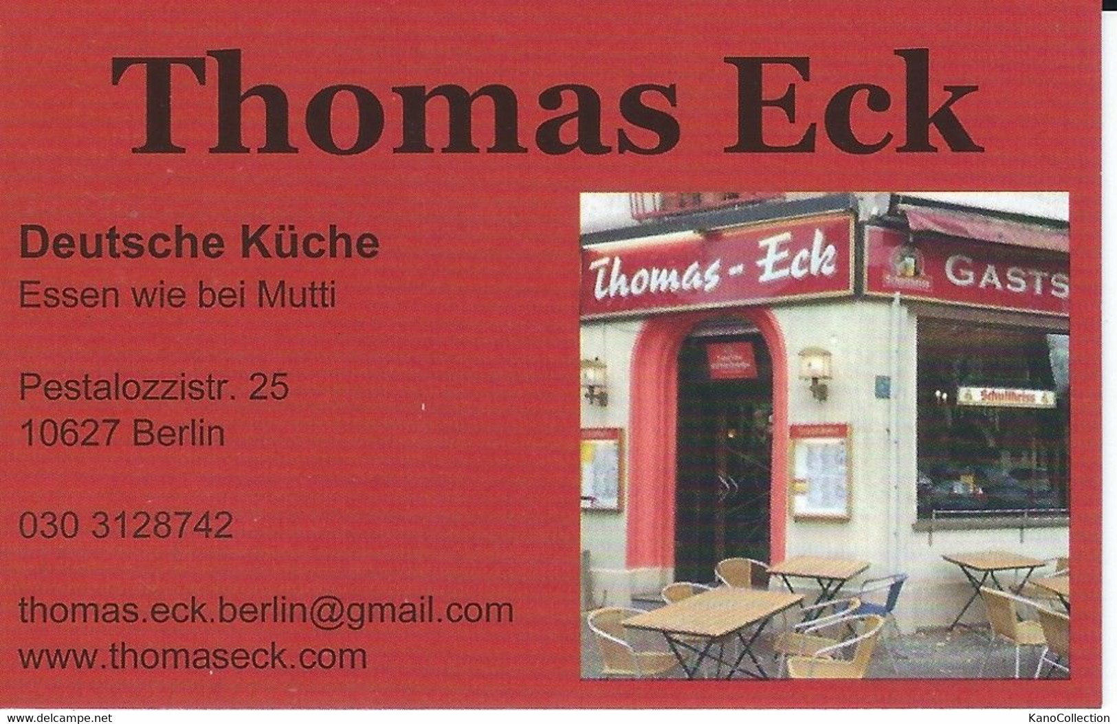 Visitenkarte Restaurant Thomas Eck Berlin - Visiting Cards