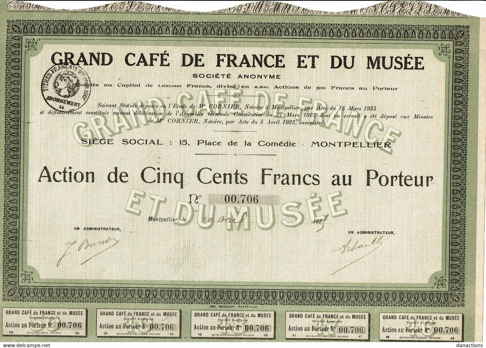 34-GRAND CAFE DE FRANCE ET DU MUSEE. MONTPELLIER  1925 - Autres & Non Classés