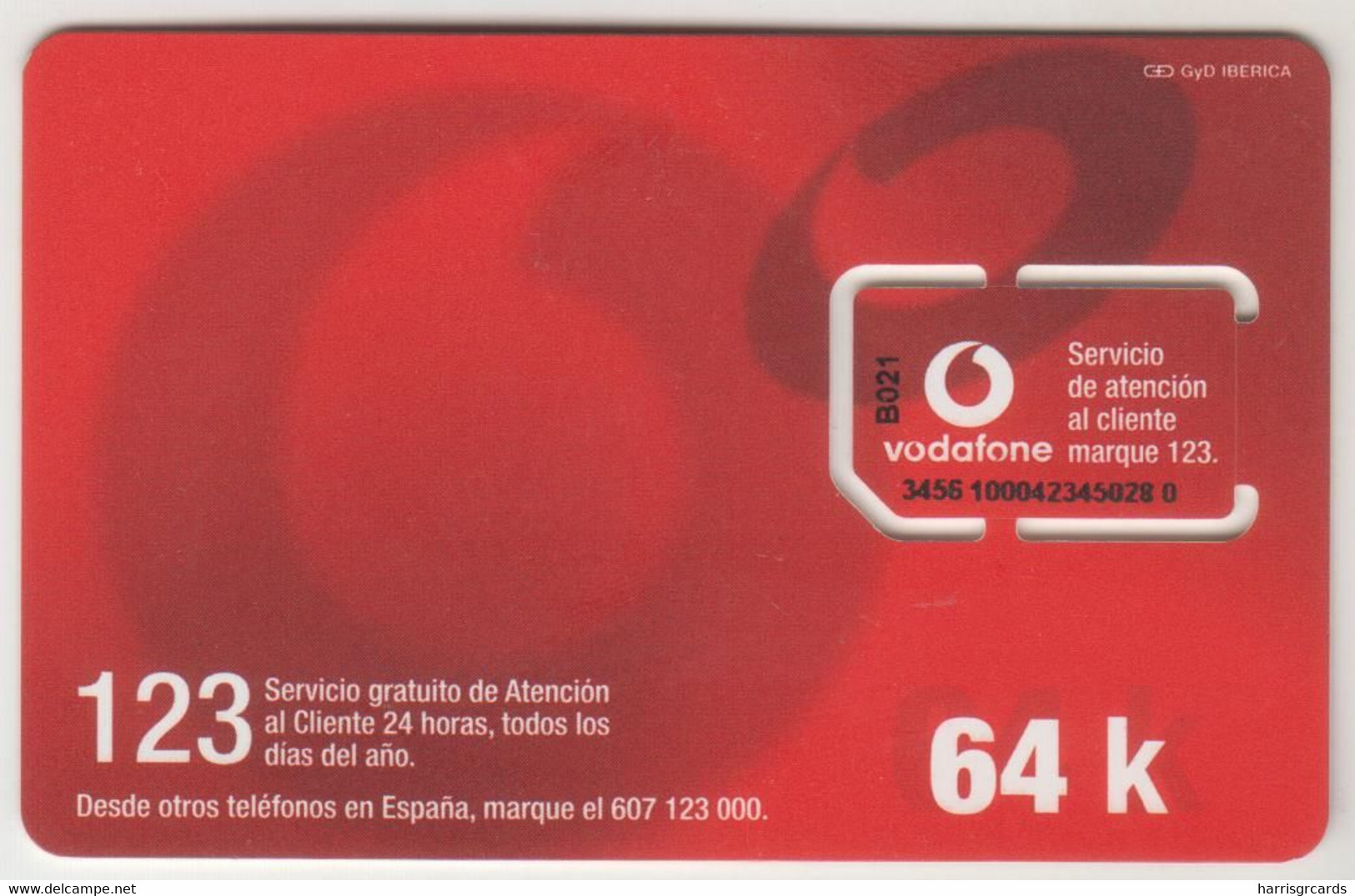 SPAIN - VODAFONE 64k GSM Card, Mint - Vodafone