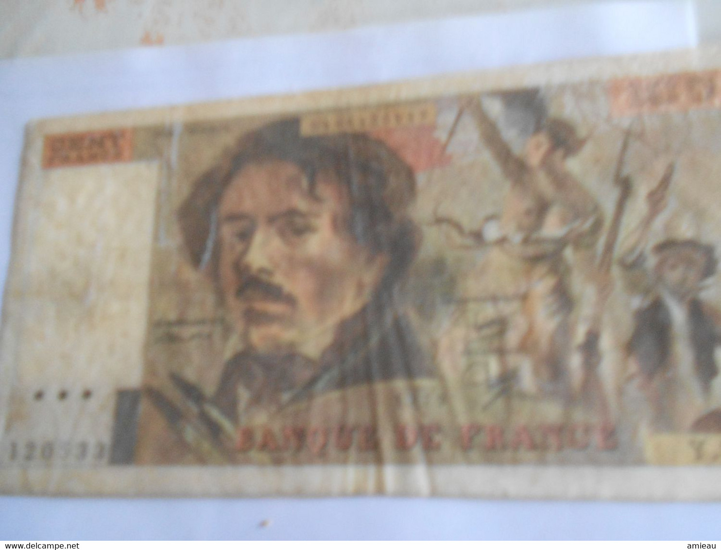 Vieux  Collector Billet Delacroix 100 Francs  /enduit  Produit - 100 F 1942-1944 ''Descartes''