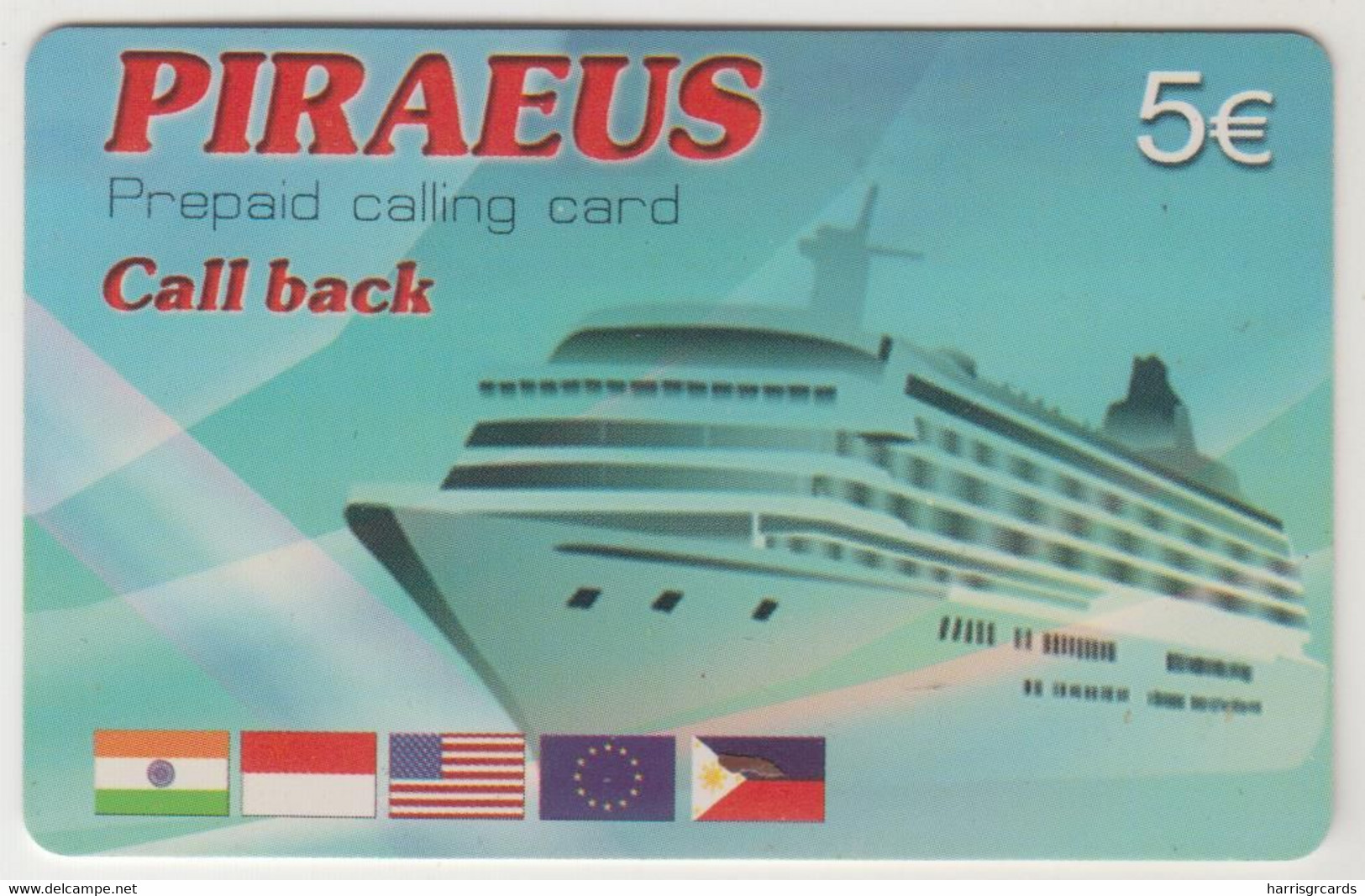 GREECE - Piraeus (Cruise Ship), Prepaid Card, 5€ ,used - Grèce