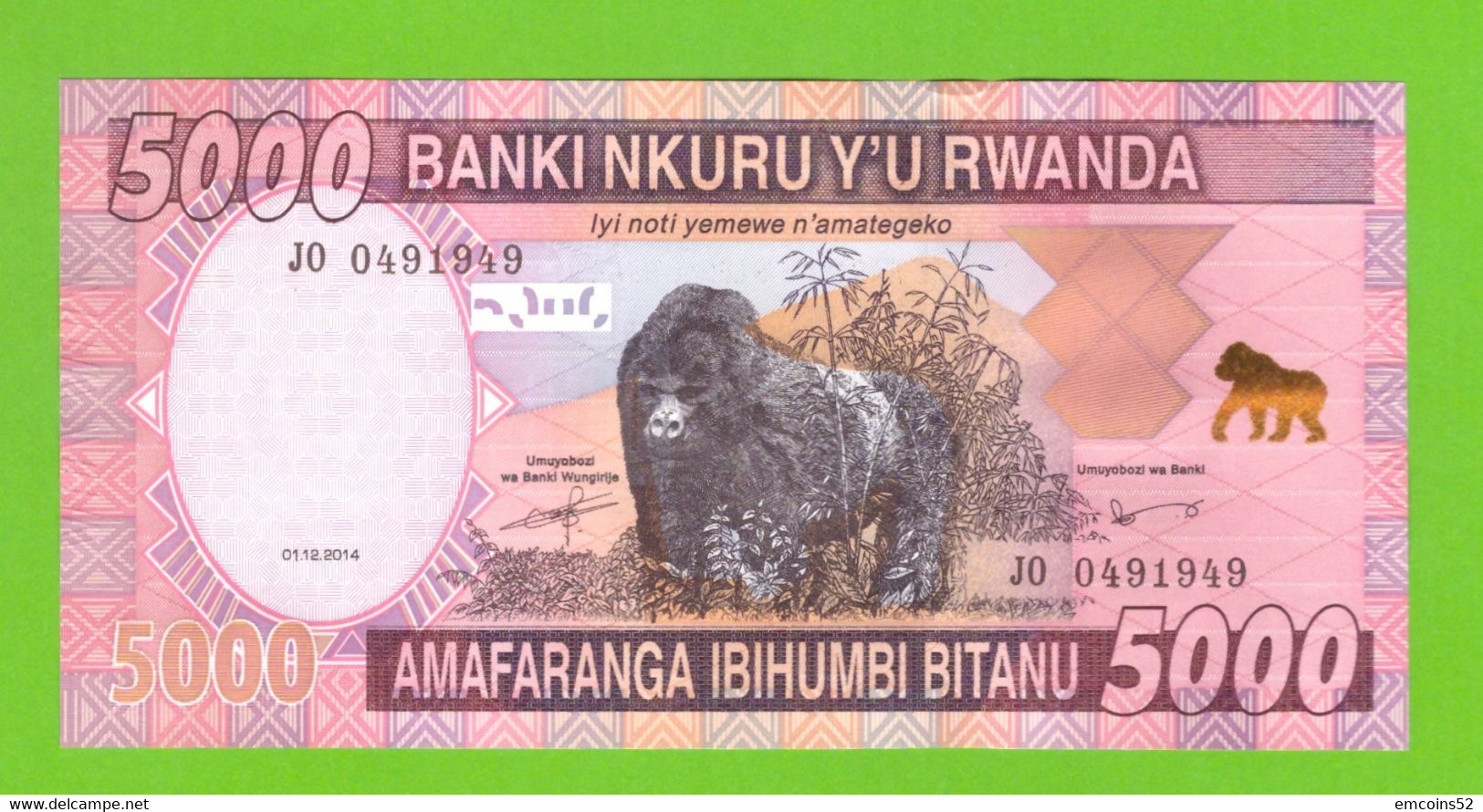 RWANDA 5000 FRANCS 2014  P-41 UNC - Rwanda