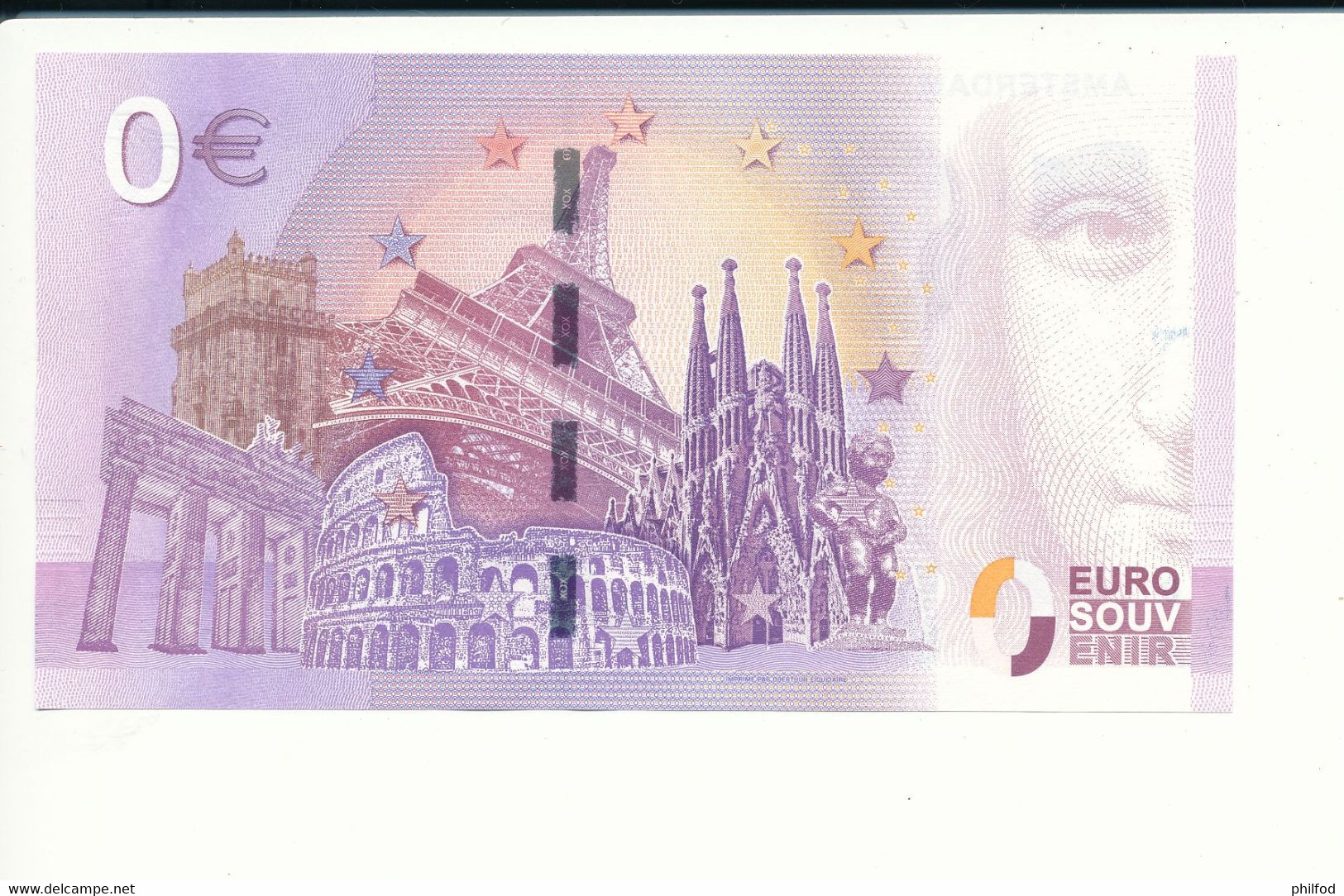 Billet Souvenir - 0 Euro - PENH - 2017-1 - AMSTERDAM LIMITED EDITION 2017 - N° 4392 - Alla Rinfusa - Banconote