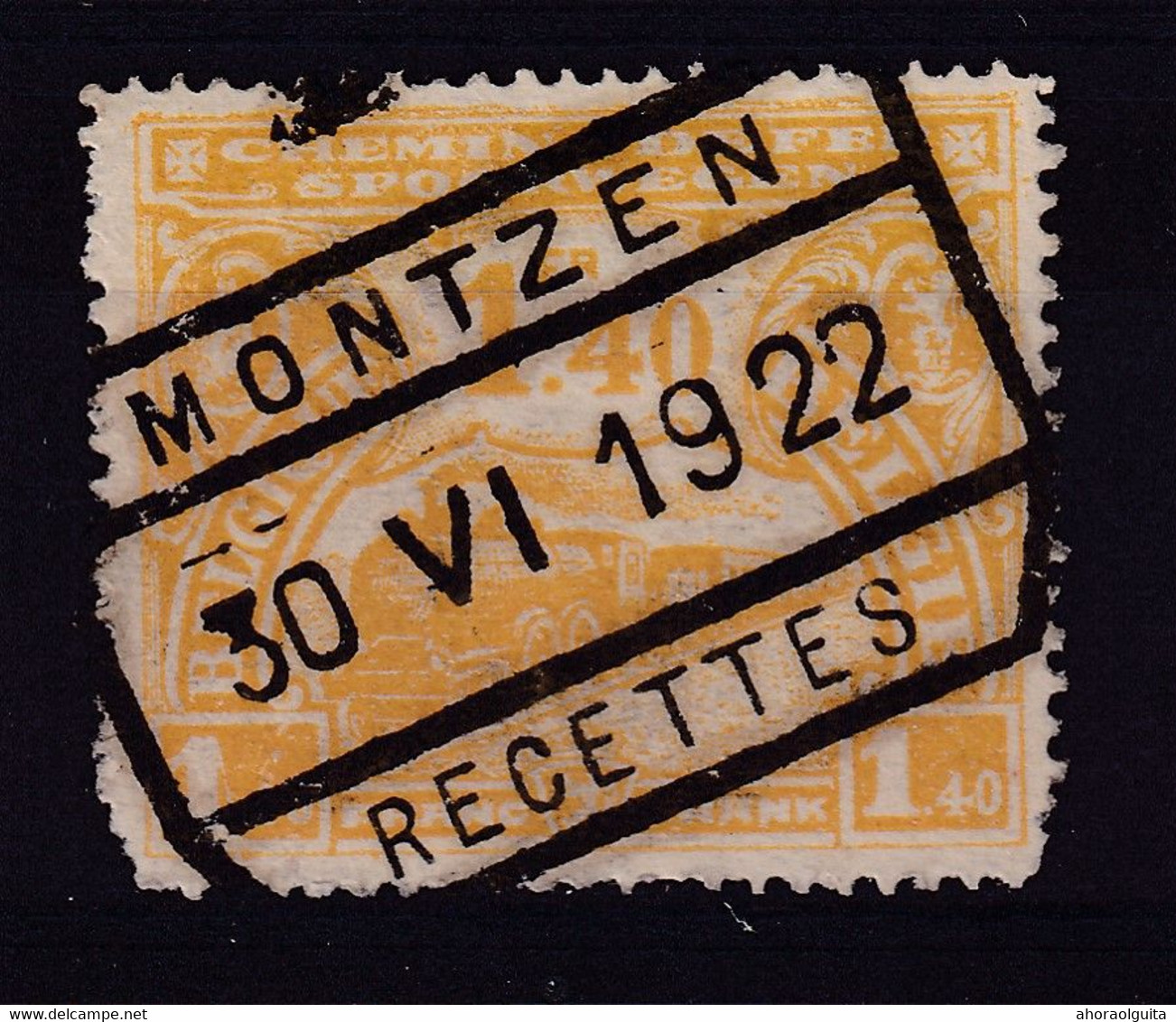 634/37 - CANTONS DE L'EST - Cachet De Gare MONTZEN 1922 ( Frappe LUXE) S/Timbre Chemin De Fer - Sonstige & Ohne Zuordnung