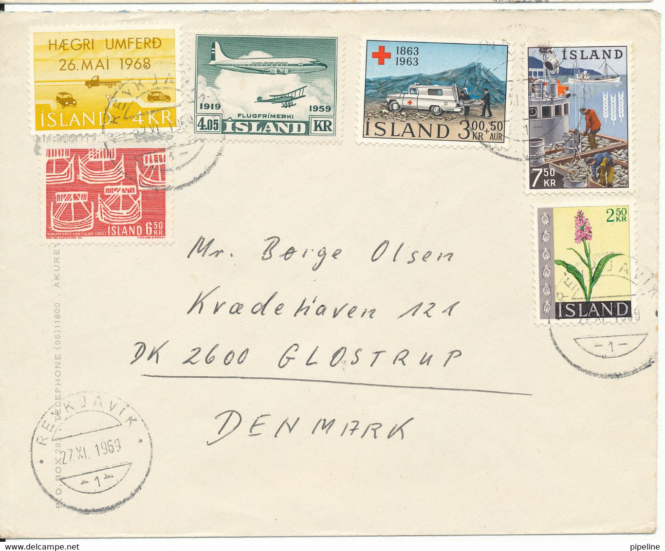 Iceland Cover With More Topic Stamps Sent To Denmark 27-11-1969 - Covers & Documents