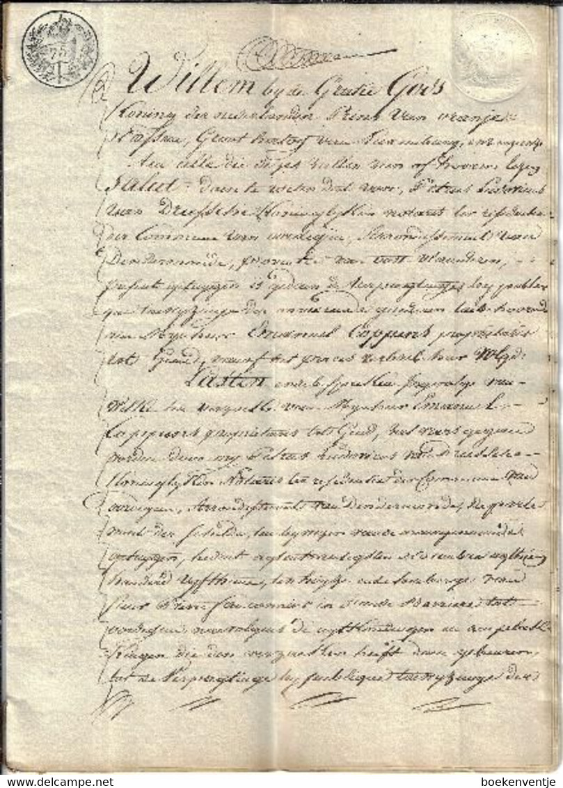 Verkoopacte Notaris Petrus Ludovicus Van Driessche Oordegem 1819 - Antiguos