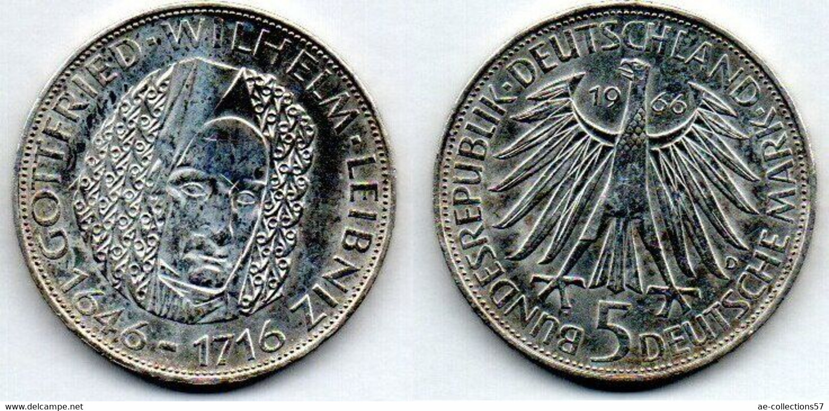 Allemagne - Deutschland - Germany 5 Mark 1966 D Leibniz SUP+ - 5 Marcos