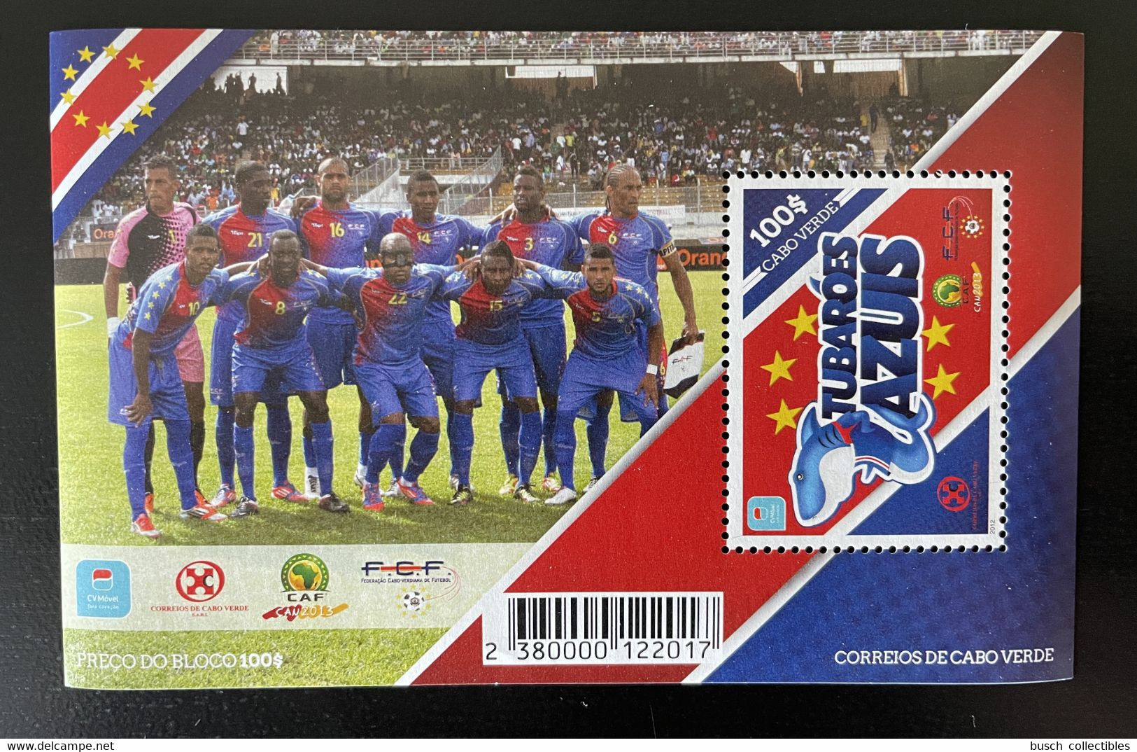 Cape Verde Cabo Verde 2012 Mi. Bl. 45 Football Fußball Soccer Tubaroes Azul CAN Africa Cup 2013 - Cape Verde