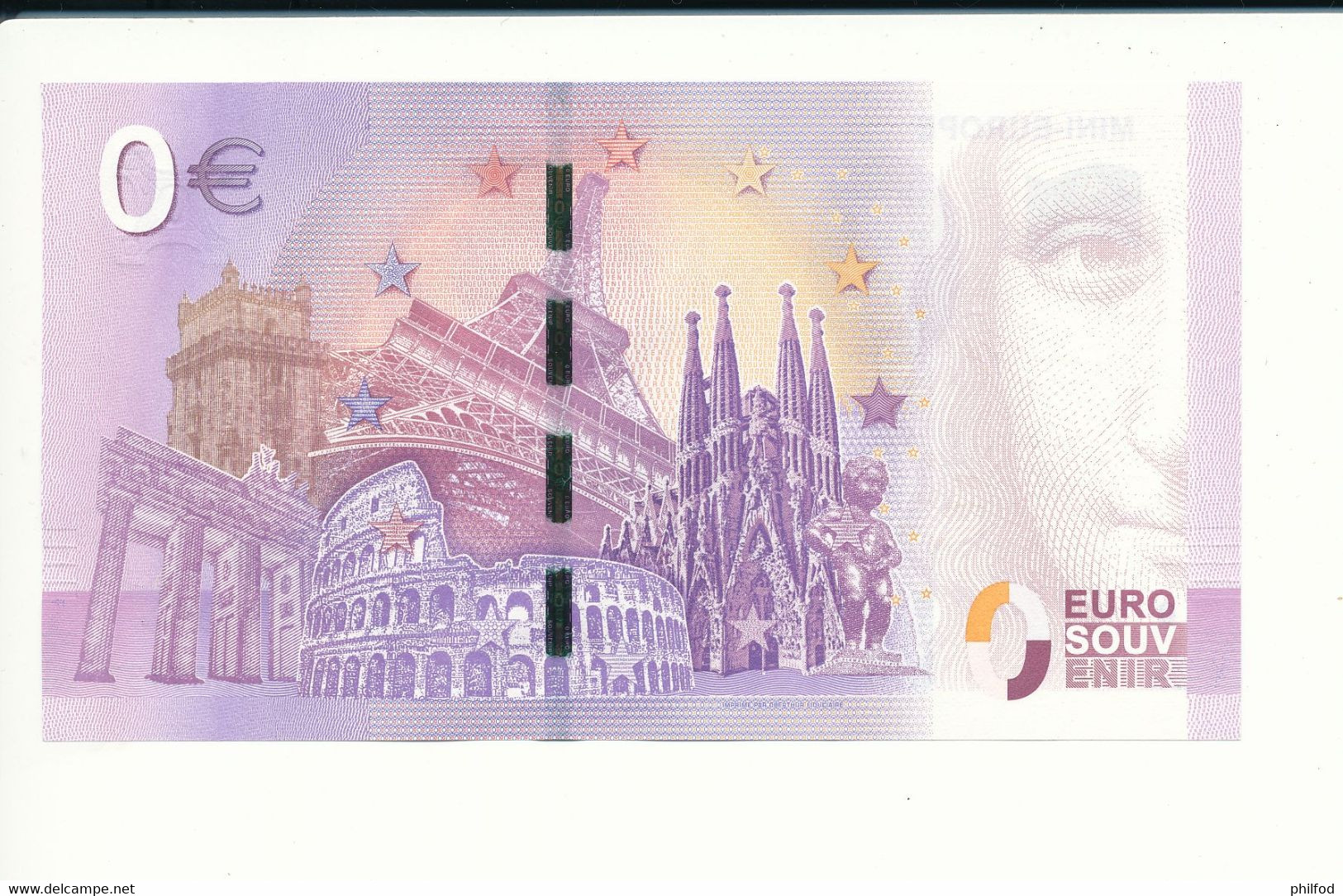 Billet Souvenir - 0 Euro - ZEMD- 2017-1 - MINI-EUROPE- N° 1137 - Billet épuisé - Mezclas - Billetes