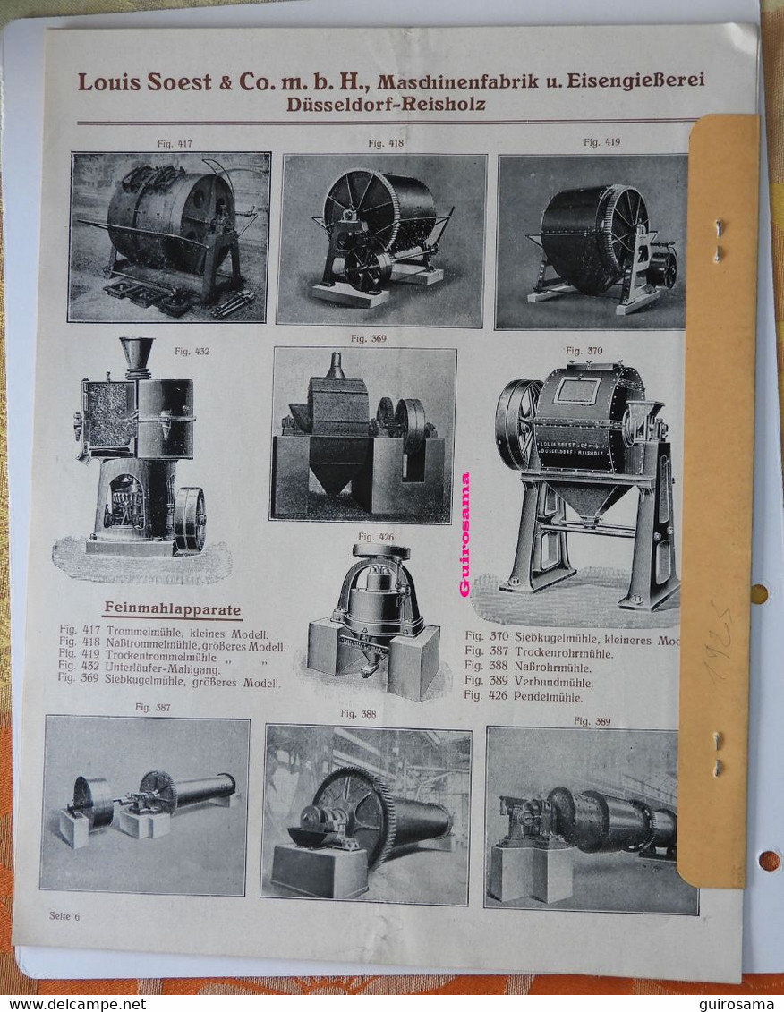 Louis Soest - Maschinenfabrik : Stanbrecher, Kollergänge, Siebapparate, Schleudermühlen - Reisholz - 1925 - Sonstige & Ohne Zuordnung