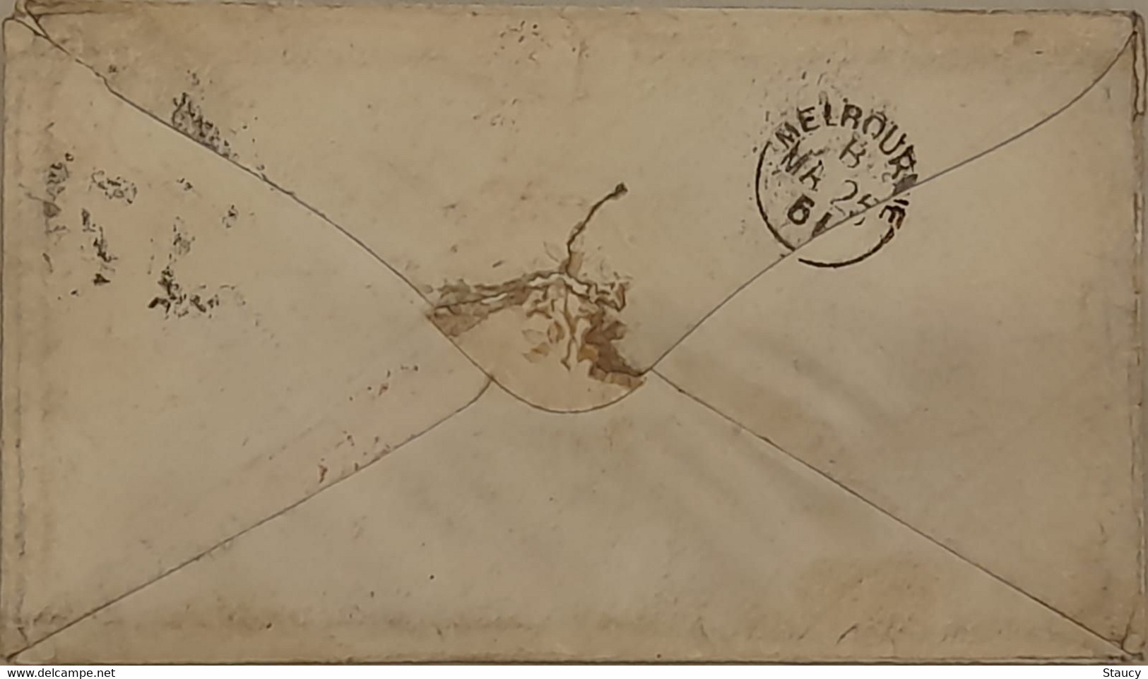 AUSTRALIA VICTORIA 1861 QV 6p Blue Franked On "RMS" Cover Tied With Grill Cancellation Melbourne To London As Per Scan - Covers & Documents