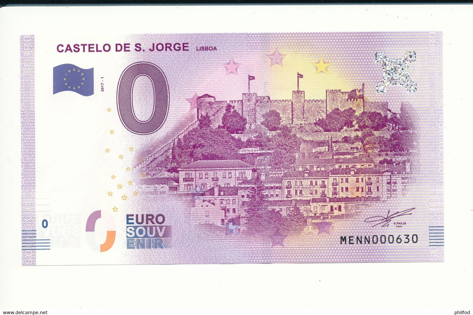 Billet Souvenir - 0 Euro - MENN- 2017-1 - CASTELO DE S. JORGE - N° 630 - Billet épuisé - Kilowaar - Bankbiljetten