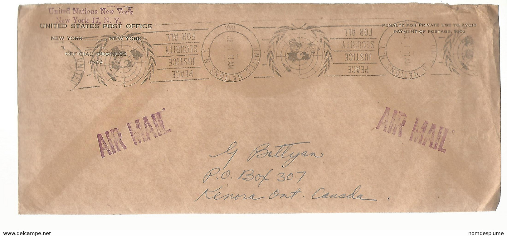 56211 ) Cover United Nations Air Mail Postmark - Poste Aérienne