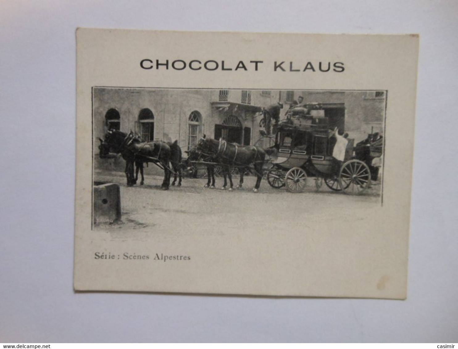 B0092c - Image Chromo CHOCOLAT KLAUS Scenes Alpestres Diligence - Chocolat