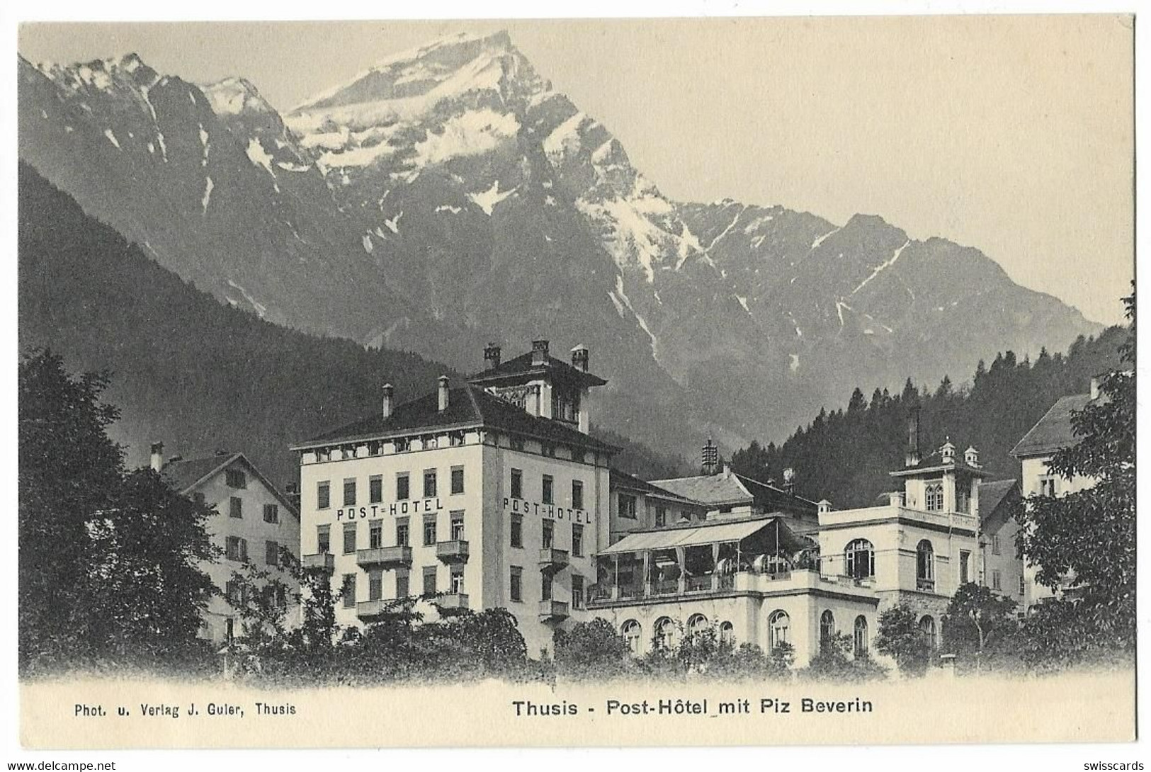 THUSIS: Post-Hotel Mit Piz Beverin ~1910 - Bever