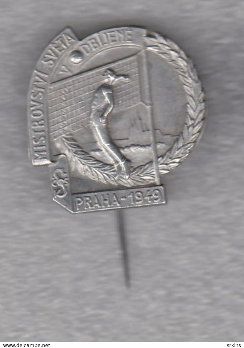 RARE Official  Badge Pin I Volleyball World Championship Cup WC CSSR Prague Praha 1949 - Volleybal