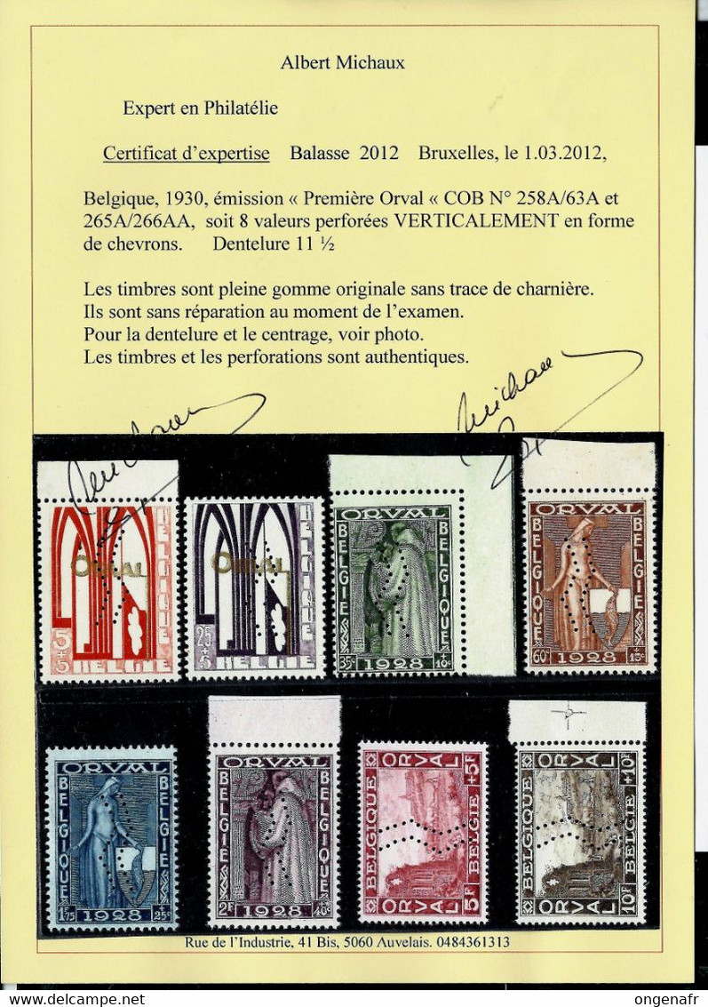 Orval Chevrons Verticaux : N° 258A/66A  + Certificat Albert Michaux  De 2012 ( état: ** ) - Unused Stamps