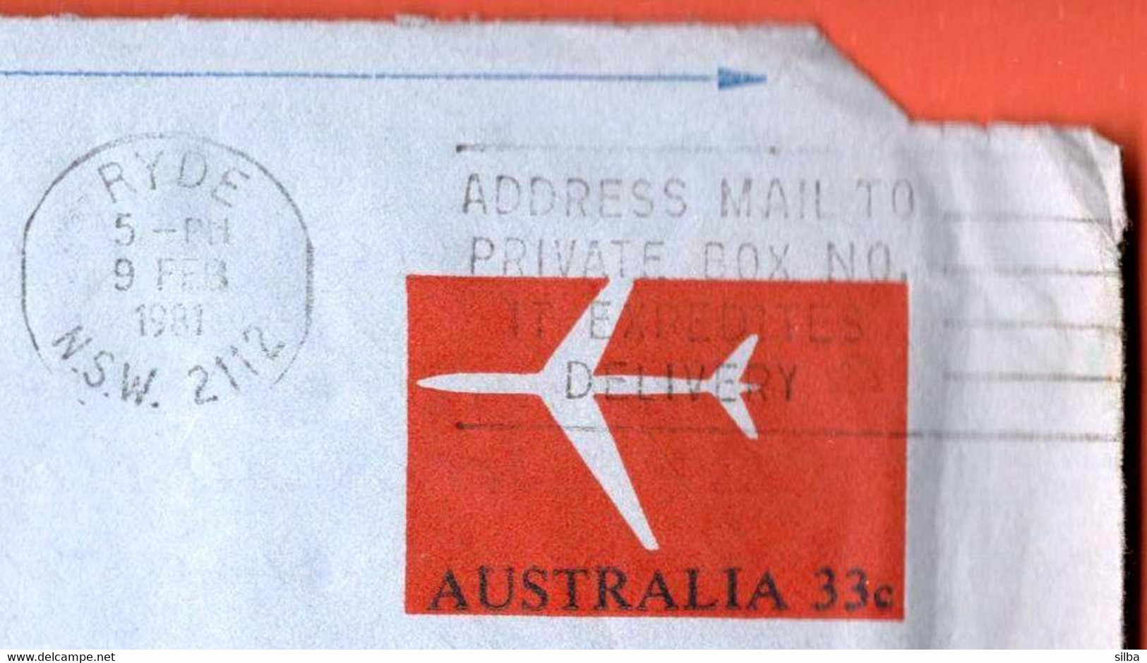 Australia Ryde 1981 / Address Mail To Private Box No. It Expedites Delivery Machine Stamp / Aerogramme - Aérogrammes