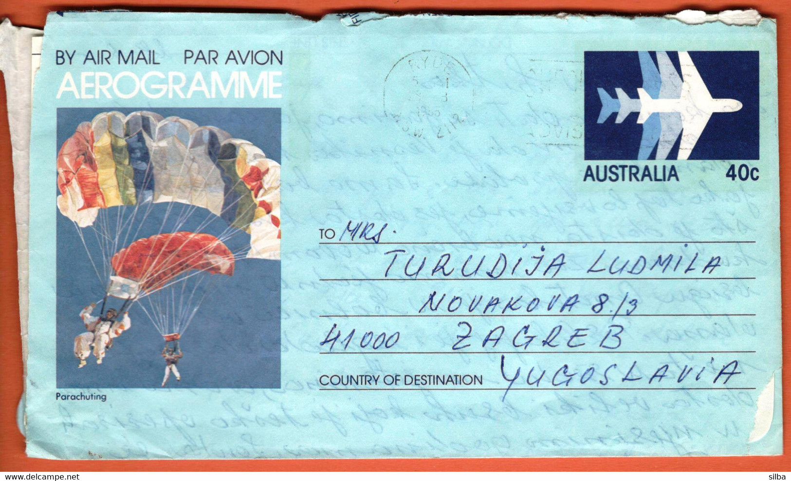 Australia / Aerogramme 40 C / Parachuting - Aérogrammes