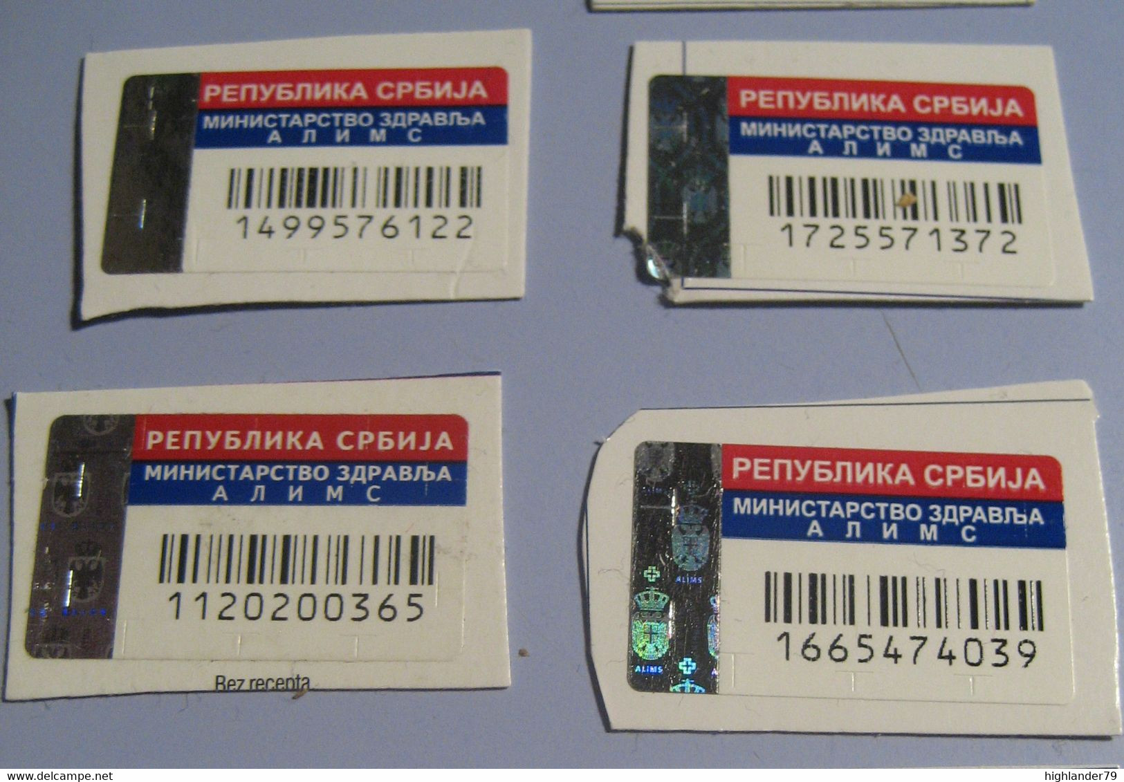 Vignettes Lot Of 10 Medicines Republic Serbia Ministry Of Health - Medizinische Und Zahnmedizinische Geräte