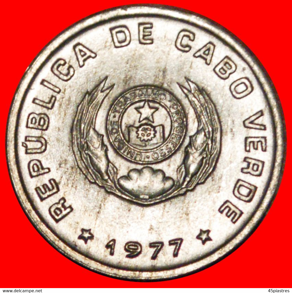 * STAR OF COMMUNISM (1977-1980): CAPE VERDE ★ 20 CENTAVOS 1977 UNCOMMON! UNC MINT LUSTRE! ★LOW START ★ NO RESERVE! - Cape Verde