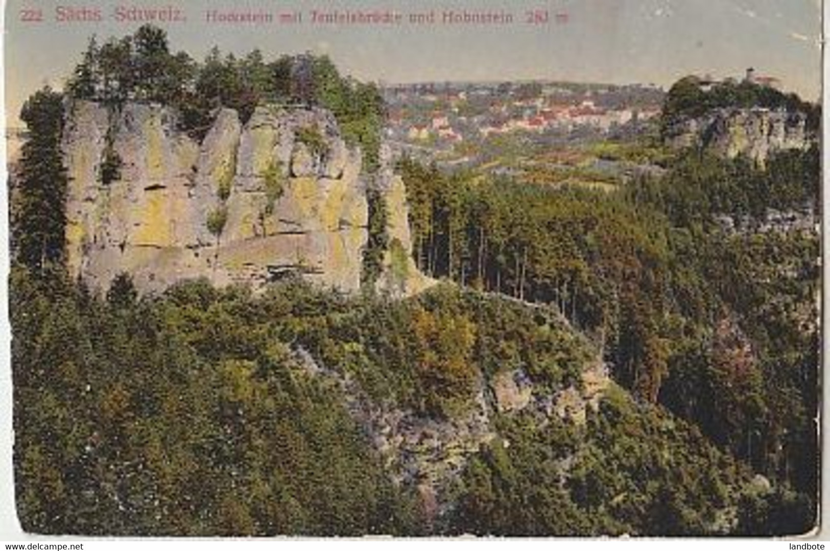 Säschs. Schweiz - Hockstein Mit Teufelsbrücke Und Hohnstein - Graph. Kunstanstalt Trau & Schwab - Hohnstein (Saechs. Schweiz)