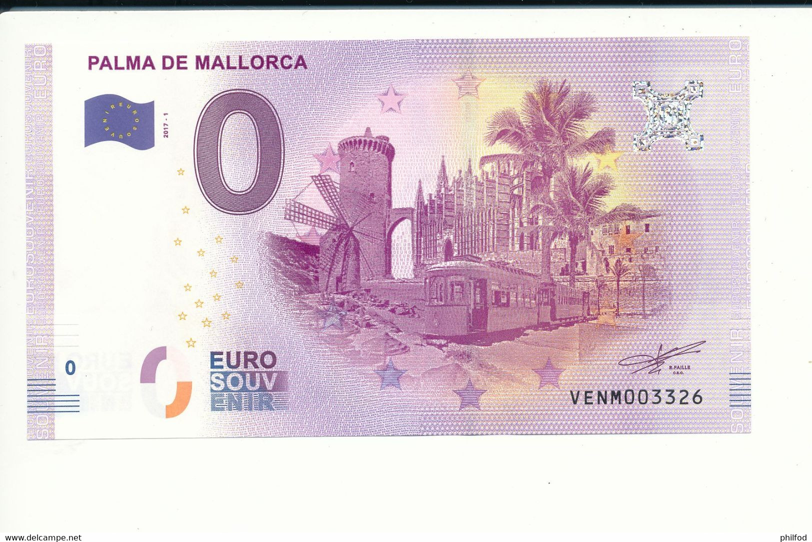 Billet Souvenir - 0 Euro - VENM - 2017-1 - PALMA DE MALLORCA - N° 3326 - Kilowaar - Bankbiljetten