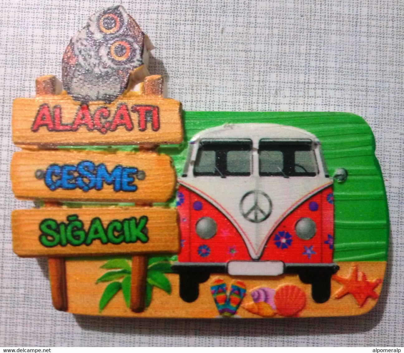 Magnet, Classic Volkswagen Camper Van, Alaçatı & Çeşme, Izmir 7,7 X 6,5cm - Autres & Non Classés