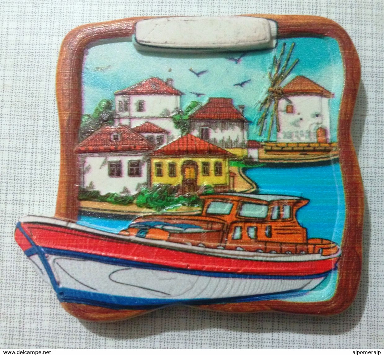 Magnet, Windmill, Boat, Traditional Alaçatı (İzmir) Houses 8,3 X 7,6cm - Otros & Sin Clasificación