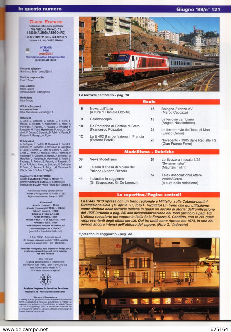 Magazine TUTTO TRENO No 121 Giugno 1999  - En Italien - Sin Clasificación