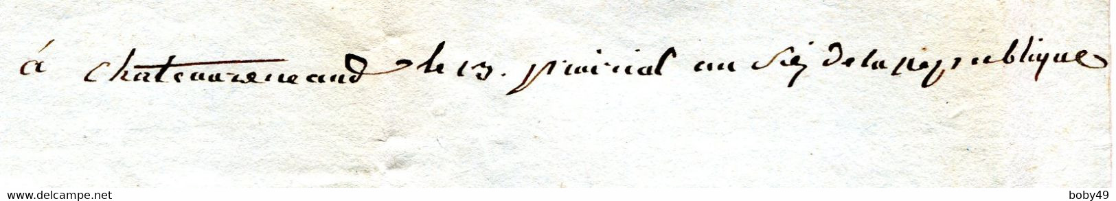 SAONE ET LOIRE De  CHATEAURENAUD LAC Du 1/06/1798 Linéaire 27x9 De LOUHANS Et Taxe De 4 Pour MACON - 1701-1800: Précurseurs XVIII