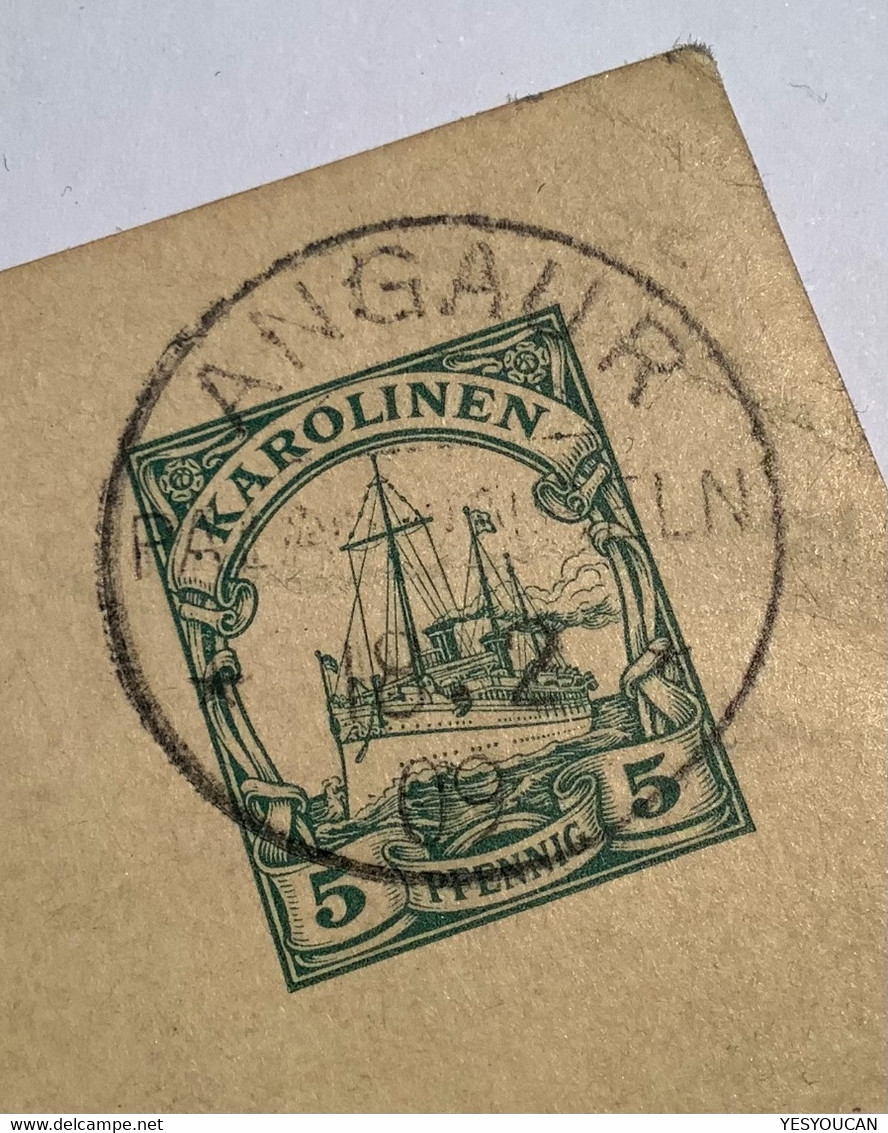 „ANGAUR KAROLINEN 1909“ RARE Cds Postal Stationery>Hamburg(Palaos Republic Of Palau Micronesia Japan USA Carolinas Cover - Carolinen