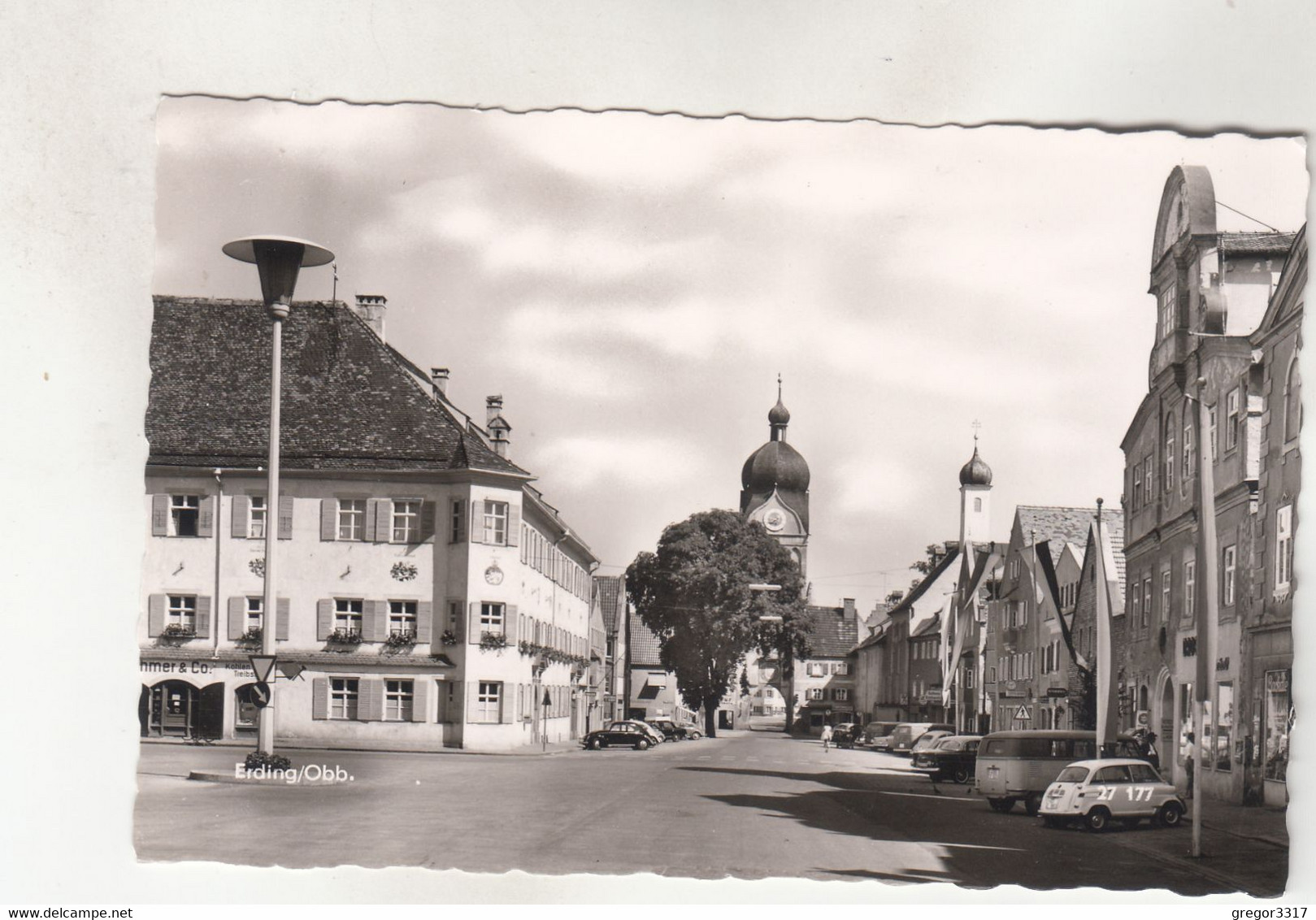 B7116) ERDING - Obb. - S/W Straße Platzansicht Mit Alten AUTO DETAILS VW BUS Mini Auto ALT ! - Erding