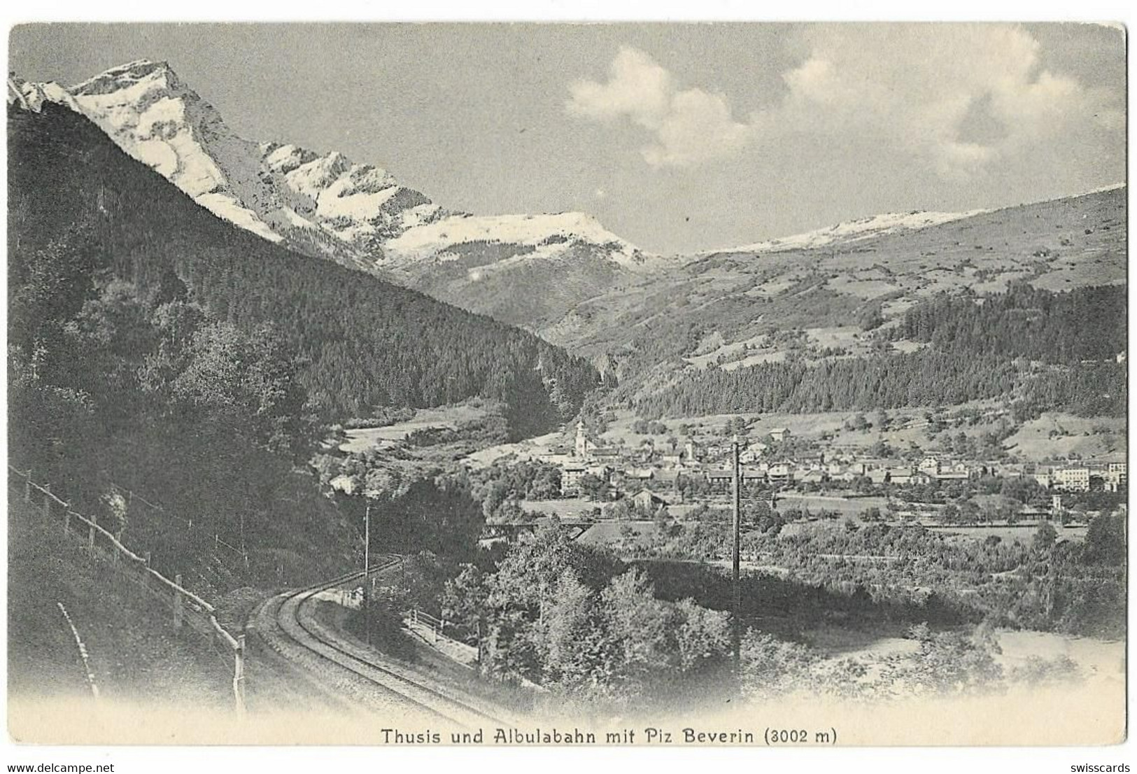 THUSIS: Albulabahn-Strecke Mit Dorf ~1910 - Thusis