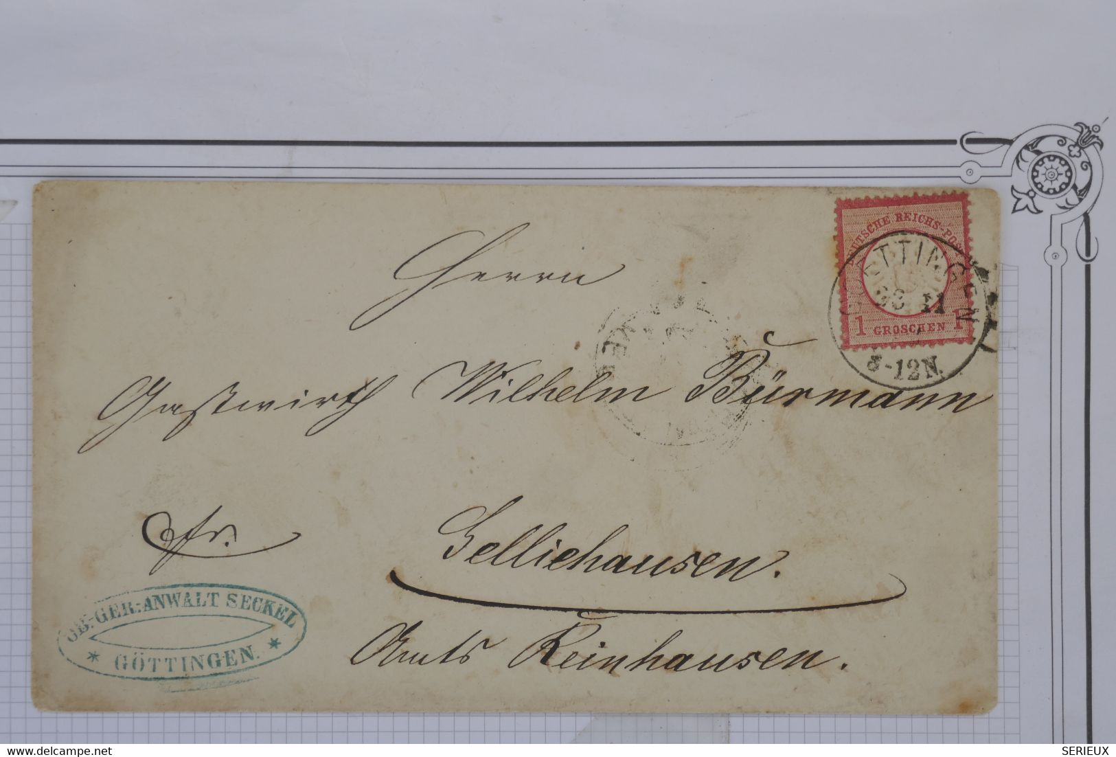 BD8 GERMANY BELLE LETTRE 1872 GOTTINGEN  POUR KELLIEHAUSEN +AFFRANC. INTERESSANT - Covers & Documents