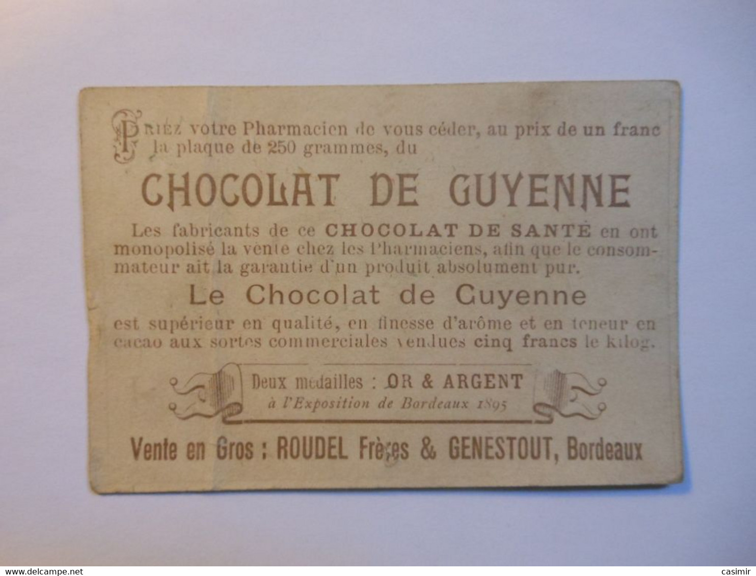 B0096e - Image Chromo CHOCOLAT DE GUYENNE - Opéras - Les Huguenots - ROUDEL GENESTOUT Bordeaux - Chocolat