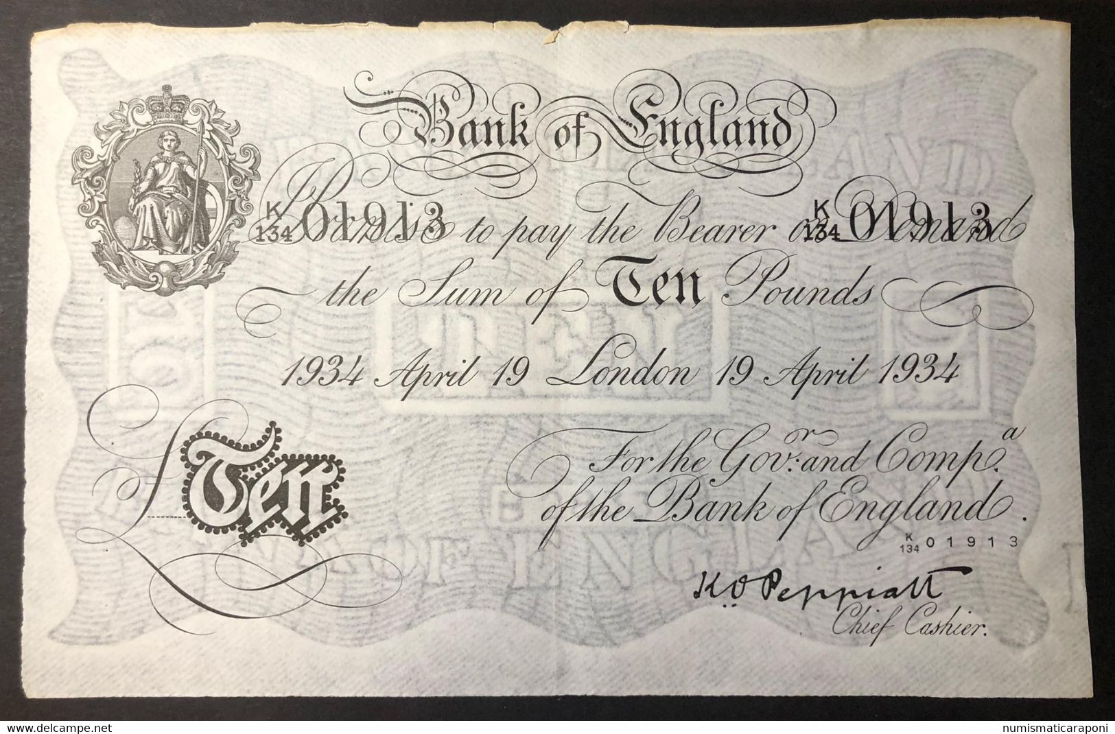 GRAN BRETAGNA Great Britain 10 POUNDS 1934 K. O.PEPPIAT Operazione Bernard   LOTTO 4113 - Fuerzas Armadas Británicas & Recibos Especiales