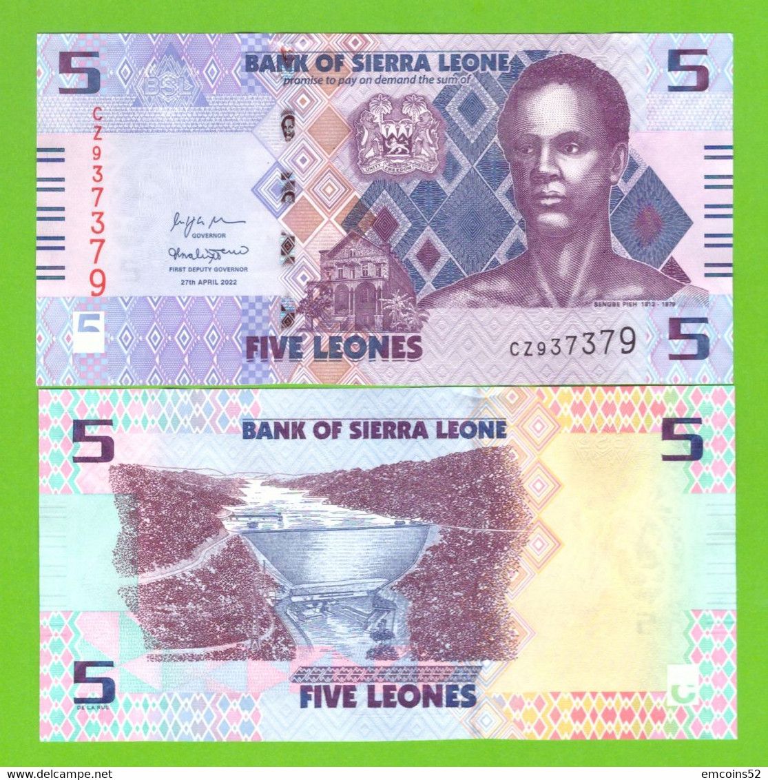 SIERRA LEONE 5 LEONE 2022  P-36  UNC  NEW!!!!! - Sierra Leone