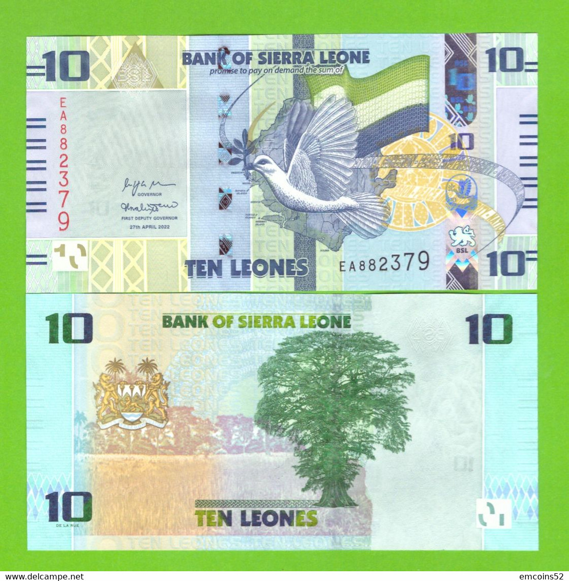 SIERRA LEONE 10 LEONE 2022  P-37  UNC  NEW!!!!! - Sierra Leone