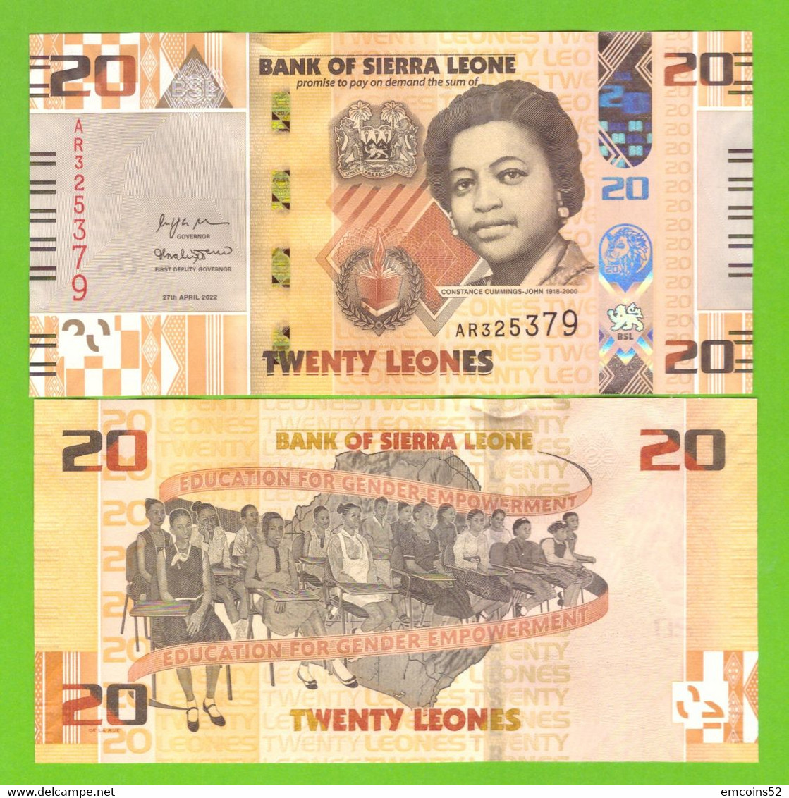 SIERRA LEONE 20 LEONE 2022  P-38  UNC  NEW!!!!! - Sierra Leone